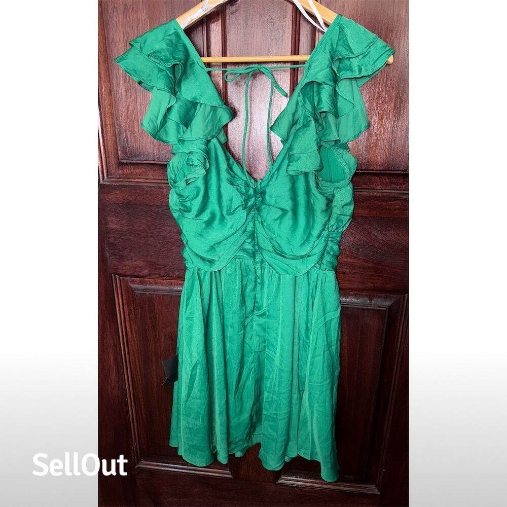 NWT Lulus Women's Green Daytime Darling Mini Dress‎ Ruffled Sleeves Party - Picture 10 of 13